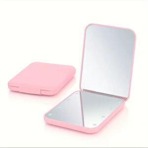 New LED Mini Travel Makeup Mirror, Pink
